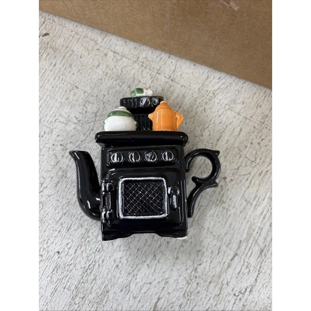 Decorative Miniature Stove Teapot Ceramic Black and Colored Pots